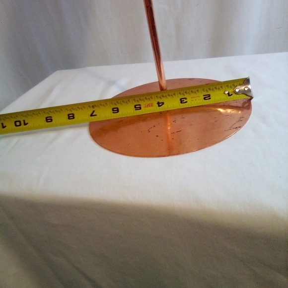 Vintage Hand Blown Blue/purple Glass Oil Lamp on 18" Copper Plated Stand w/ Cap - Picture 12 of 13